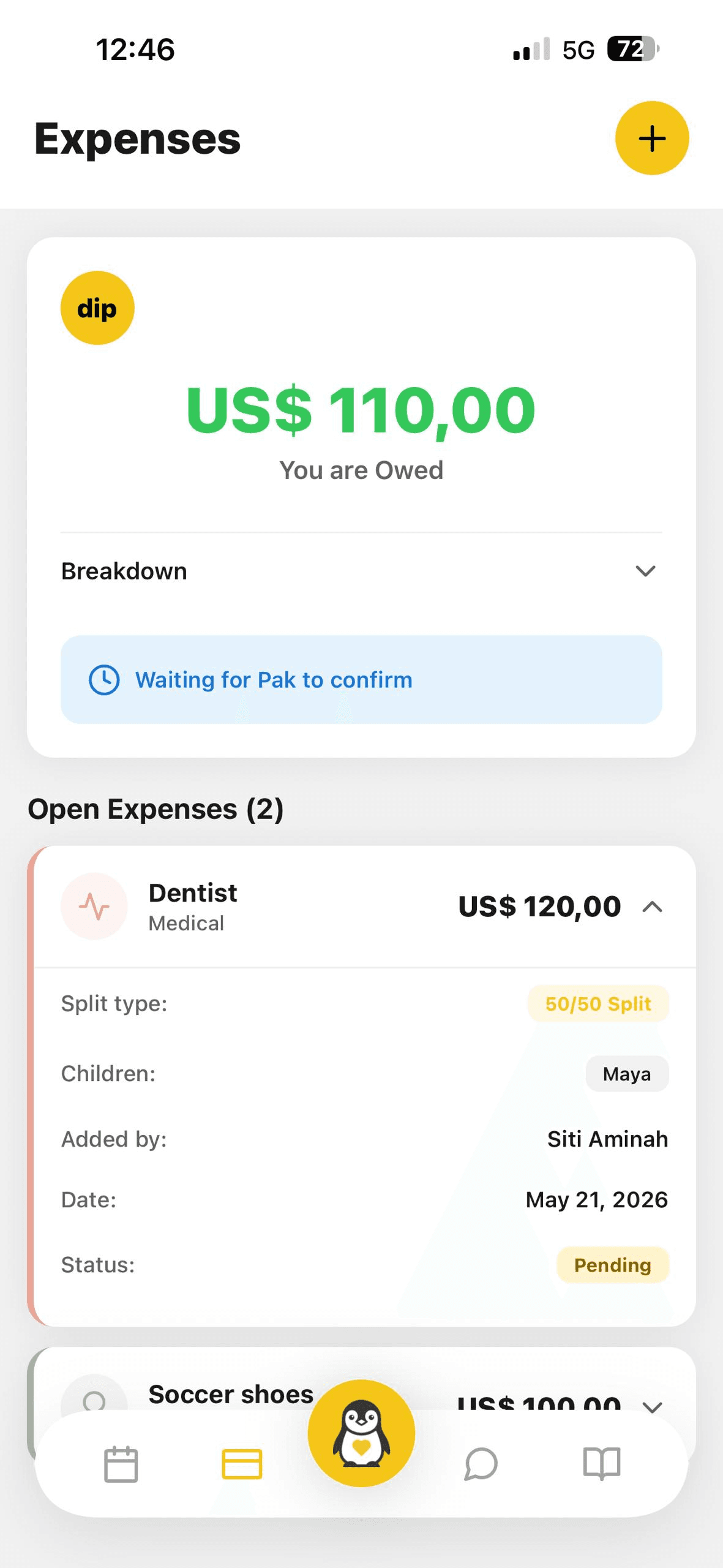 Shared expenses and settlements.
